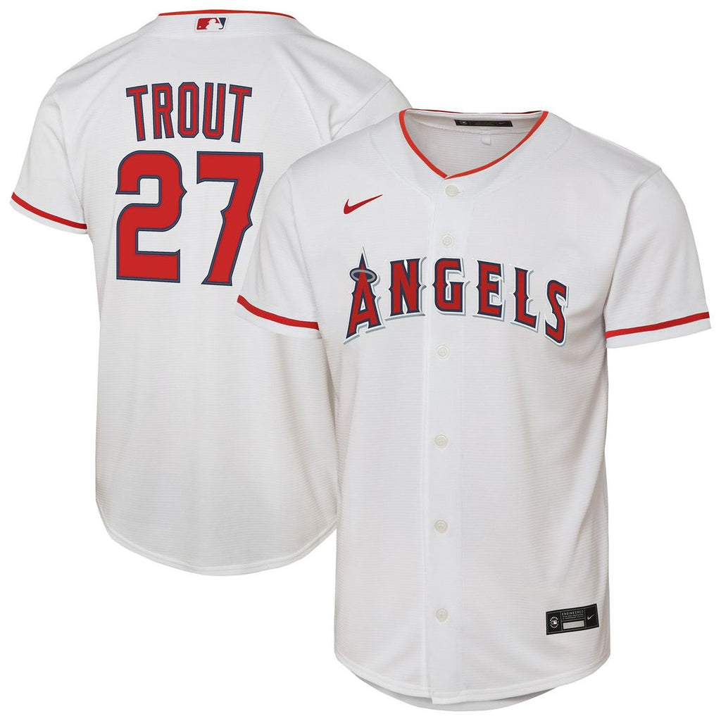 Mike Trout Los Angeles Angels Nike Youth Home Replica Player Jersey - White Official MLB Team Apparel Baseball Fan Gear