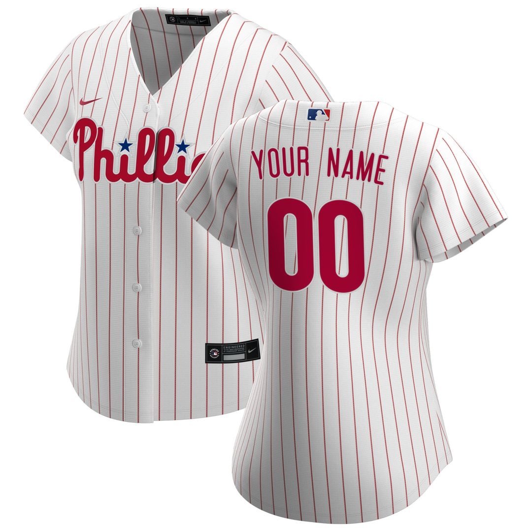 Philadelphia Phillies Nike Women's Home Replica Custom Jersey - White Official MLB Team Apparel Baseball Fan Gear