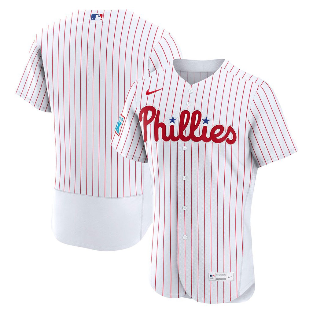 Philadelphia Phillies Nike Home Sponsor Patch Authentic Jersey - White Official MLB Team Apparel Baseball Fan Gear
