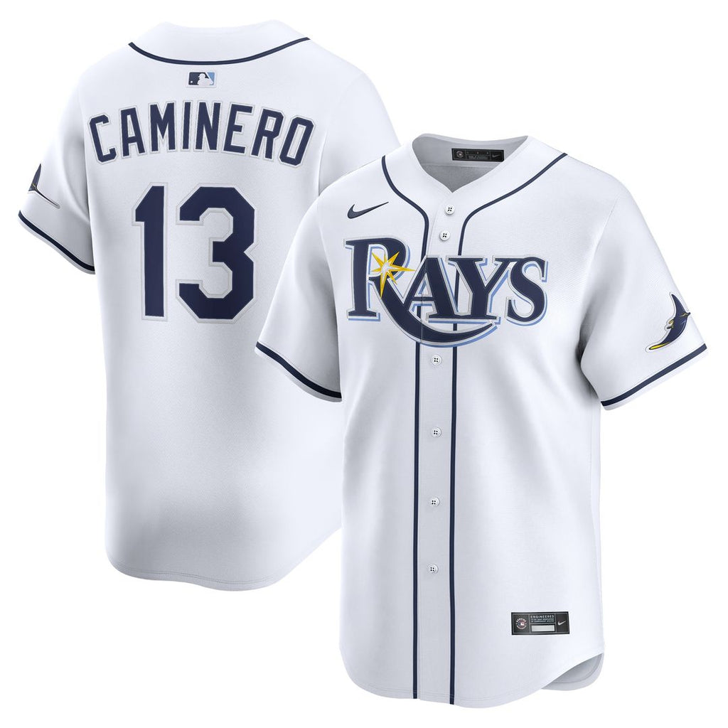 Junior Caminero Tampa Bay Rays Nike Home Limited Jersey - White Official MLB Team Apparel Baseball Fan Gear