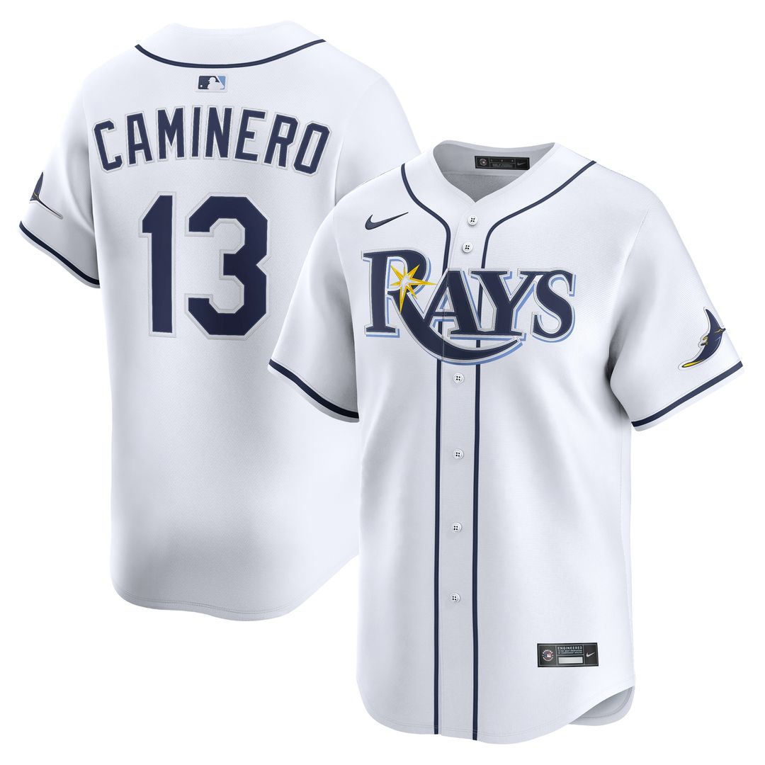 Junior Caminero Tampa Bay Rays Nike Home Limited Jersey - White Official MLB Team Apparel Baseball Fan Gear