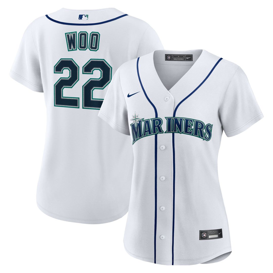 Bryan Woo Seattle Mariners Nike Women's Home Replica Jersey - White Official MLB Team Apparel Baseball Fan Gear