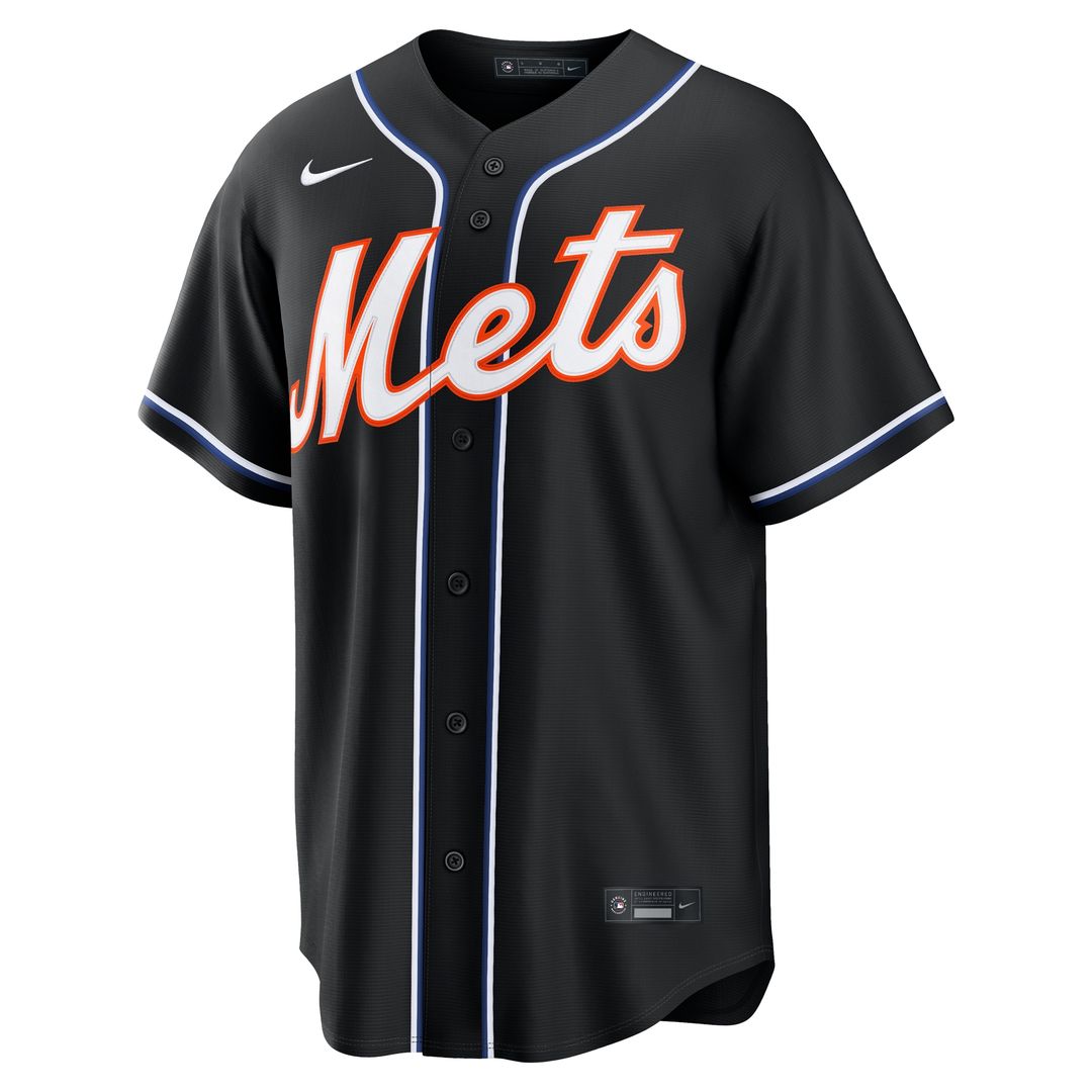 New York Mets Nike Fashion Replica Black Out Jersey Official MLB Team Apparel Baseball Fan Gear