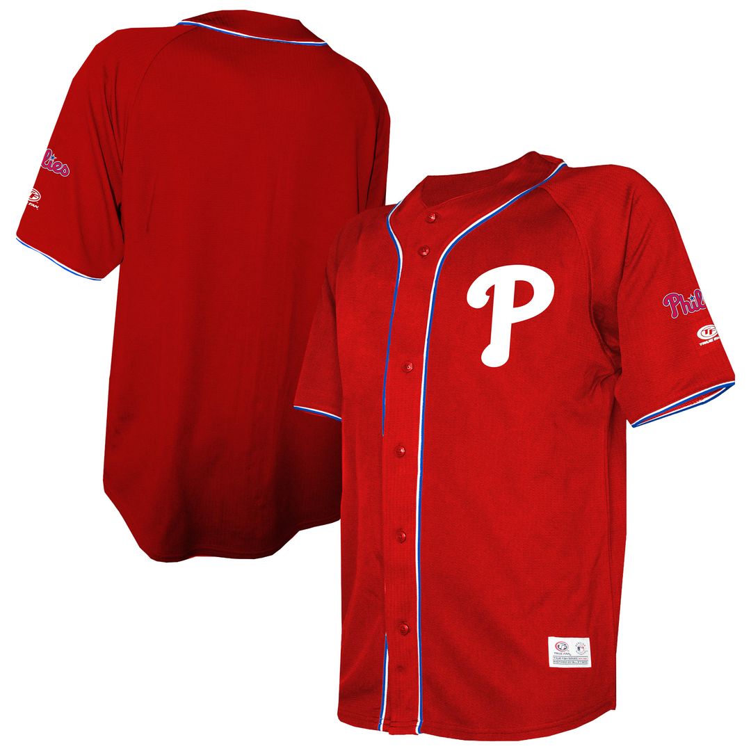 Philadelphia Phillies Stitches Team Color Full-Button Fashion Jersey - Red Official MLB Team Apparel Baseball Fan Gear