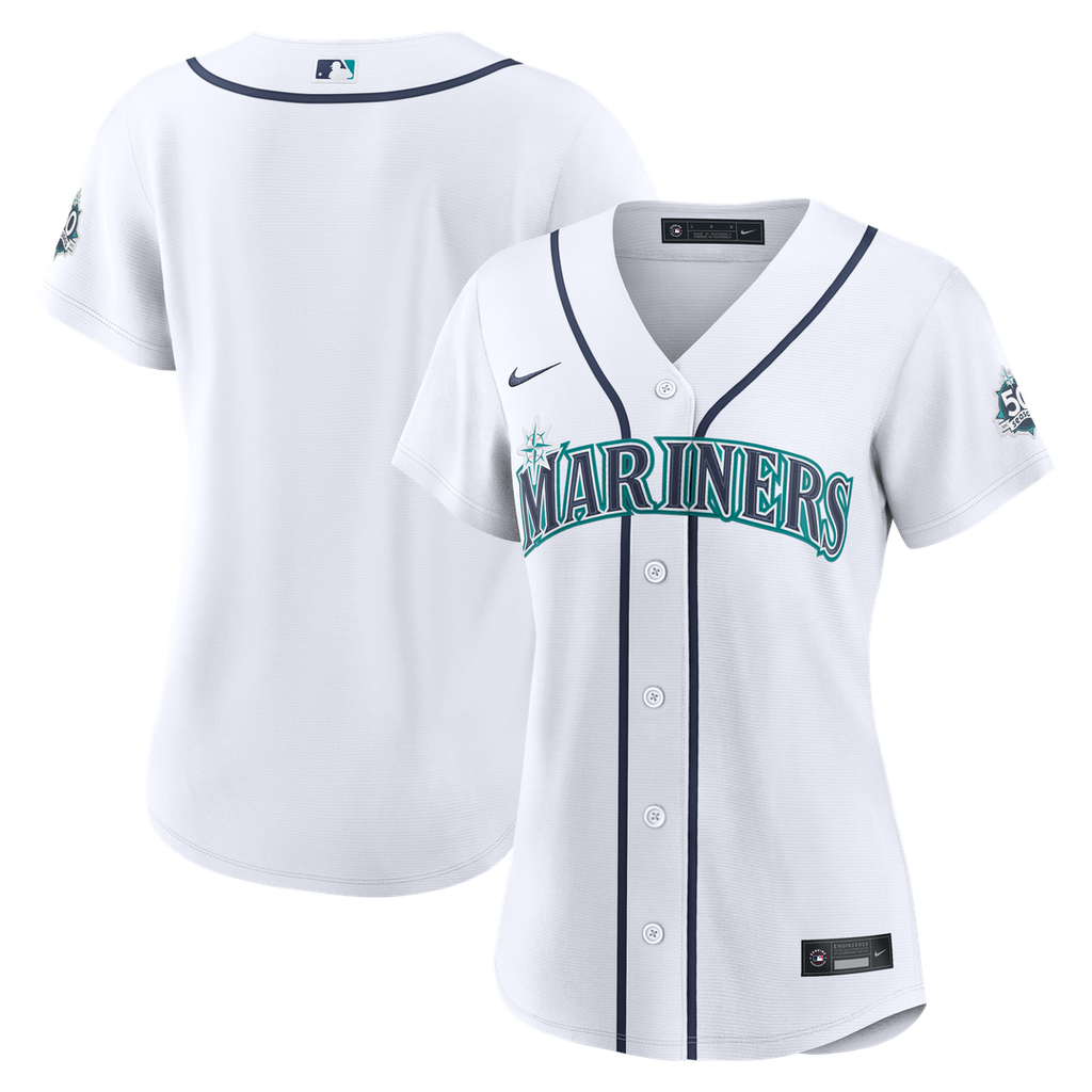 Seattle Mariners Nike Women's Home 50th Season Stadium Jersey - White Official MLB Team Apparel Baseball Fan Gear