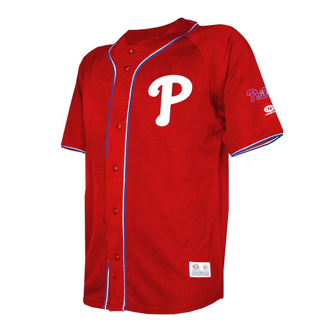 Philadelphia Phillies Stitches Team Color Full-Button Fashion Jersey - Red Official MLB Team Apparel Baseball Fan Gear