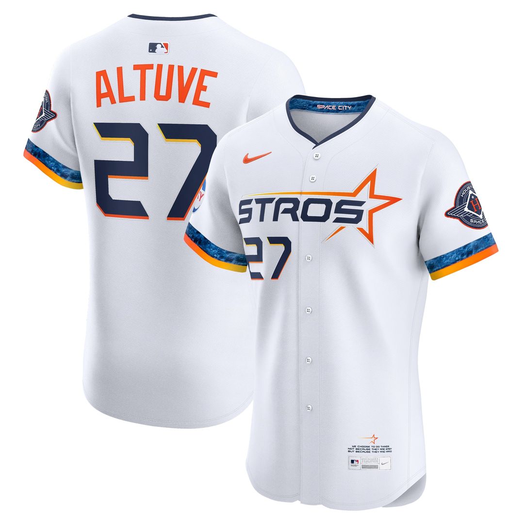 Jose Altuve Houston Astros Nike 2025 City Connect Elite Player Jersey - White Official MLB Team Apparel Baseball Fan Gear