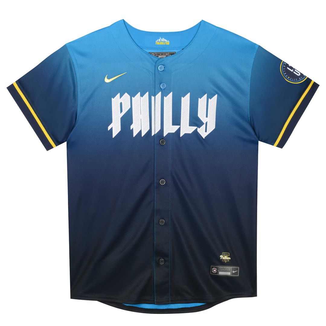 Zack Wheeler Philadelphia Phillies Nike Preschool 2024 City Connect Limited Player Jersey - Blue Official MLB Team Apparel Baseball Fan Gear
