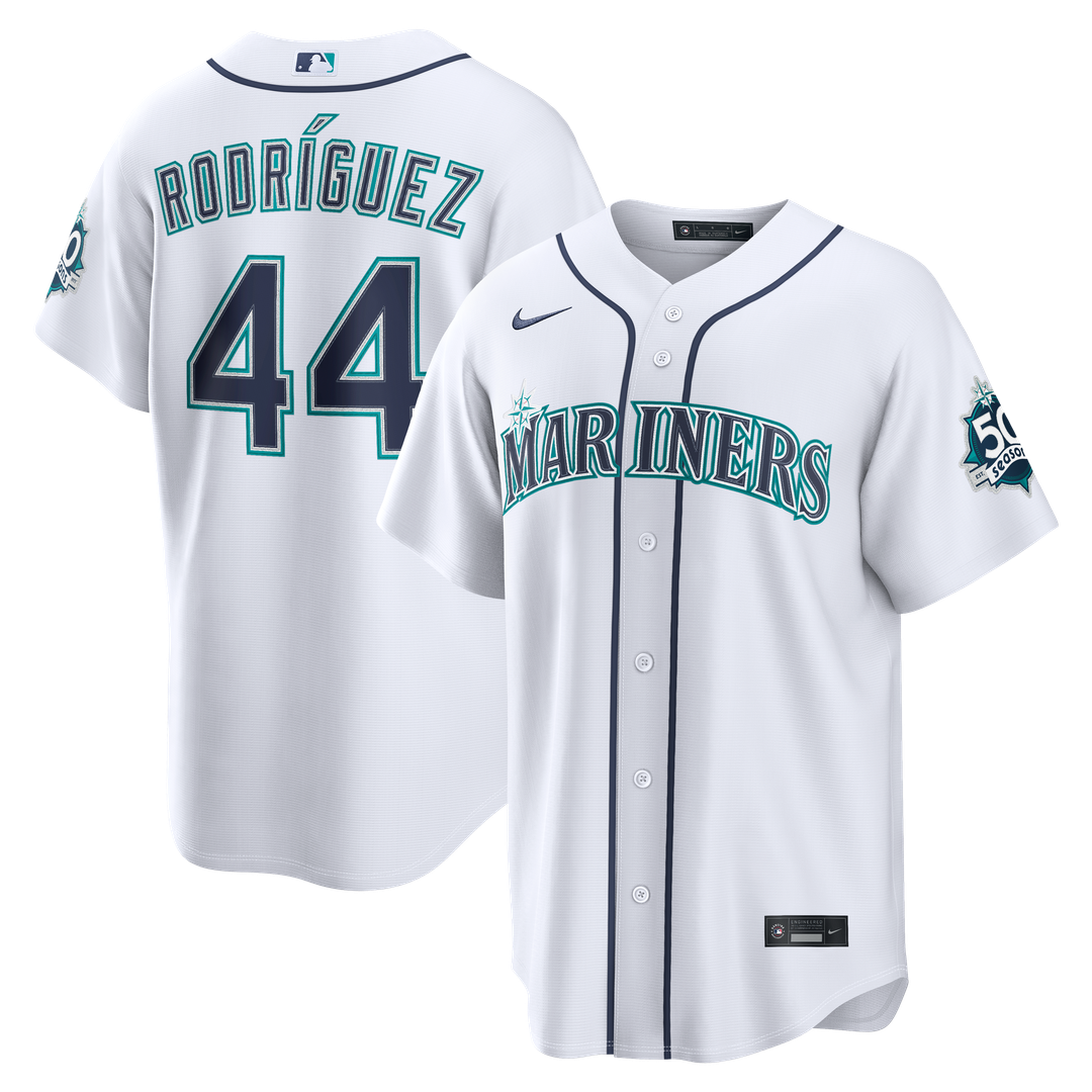 Julio Rodríguez Seattle Mariners Nike Home Stadium 50th Season Patch Jersey - White Official MLB Team Apparel Baseball Fan Gear