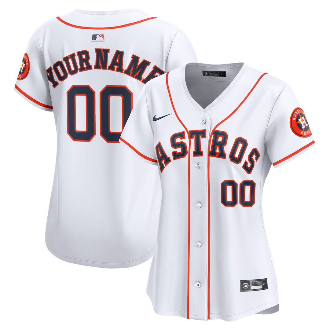 Houston Astros Nike Women's Home Limited Custom Jersey - White Official MLB Team Apparel Baseball Fan Gear