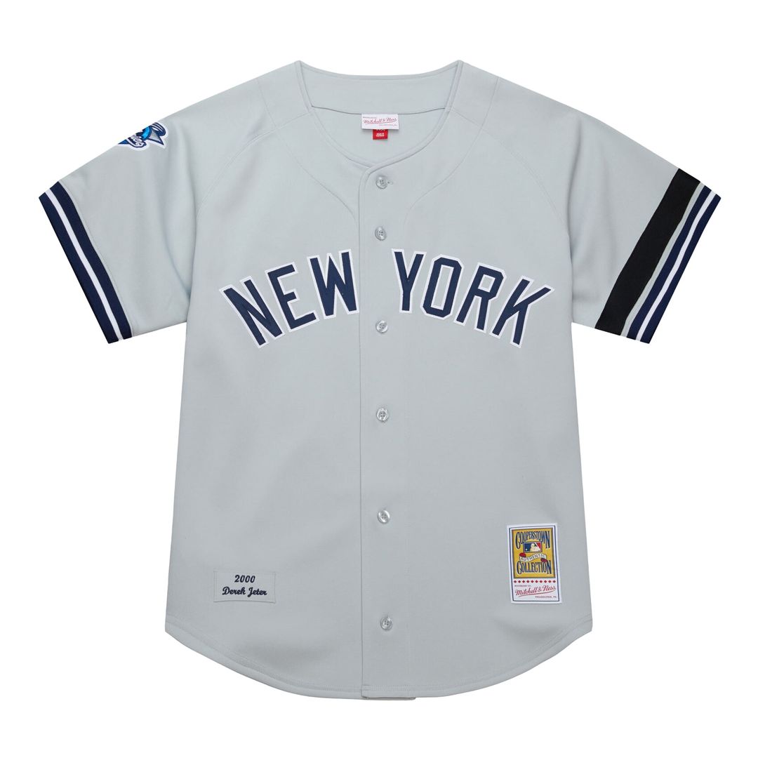 Derek Jeter New York Yankees Mitchell & Ness Cooperstown Collection 2000 World Series Authentic Jersey - Gray Official MLB Team Apparel Baseball Fan G
