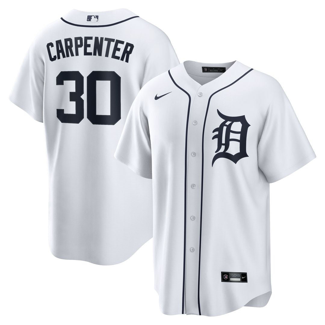 Kerry Carpenter Detroit Tigers Nike Home Replica Jersey - White Official MLB Team Apparel Baseball Fan Gear