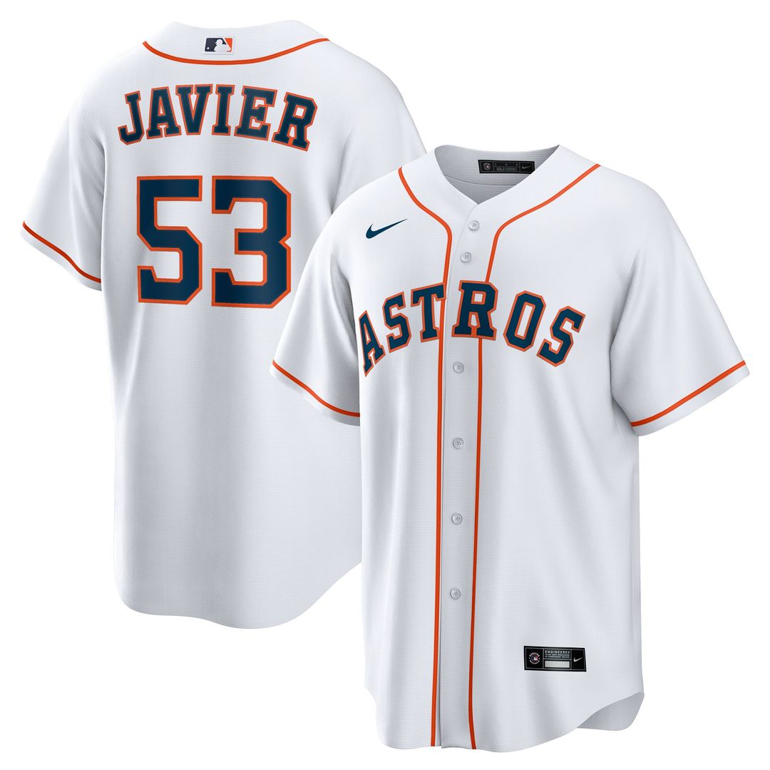 Cristian Javier Houston Astros Nike Home Replica Jersey - White Official MLB Team Apparel Baseball Fan Gear