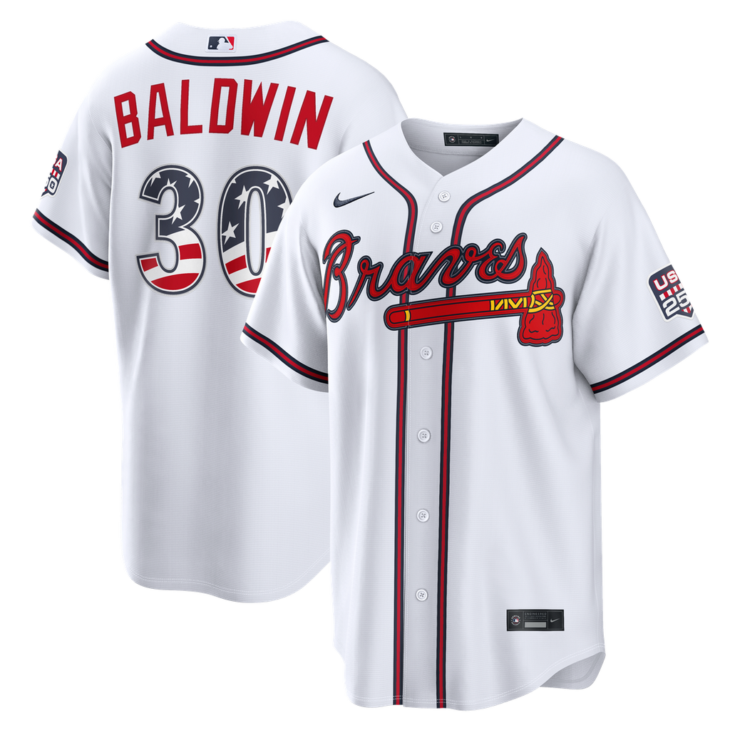 Drake Baldwin Atlanta Braves Nike USA 250 Fourth of July Home Stadium Jersey - White Official MLB Team Apparel Baseball Fan Gear