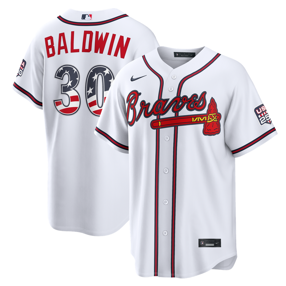 Drake Baldwin Atlanta Braves Nike USA 250 Fourth of July Home Stadium Jersey - White Official MLB Team Apparel Baseball Fan Gear