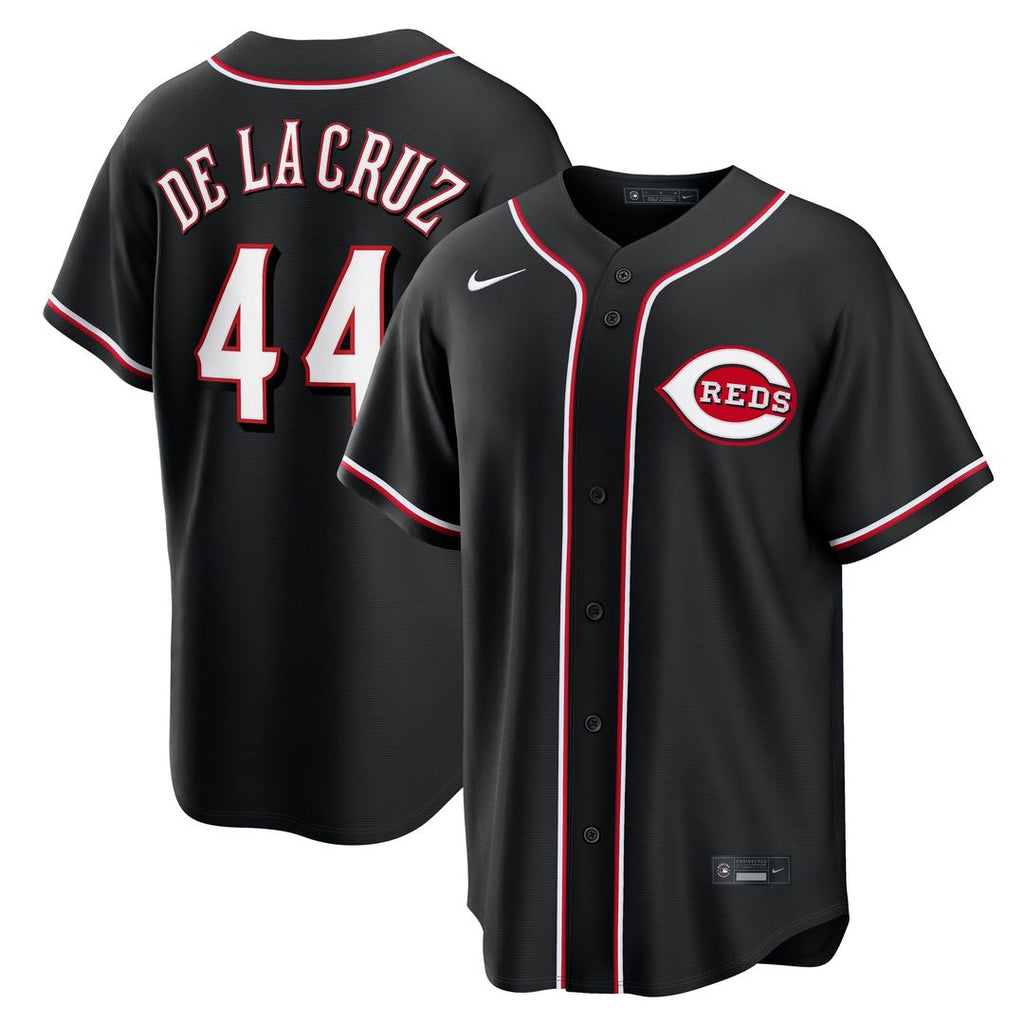 Elly De La Cruz Cincinnati Reds Nike Fashion Replica Black Out Jersey Official MLB Team Apparel Baseball Fan Gear