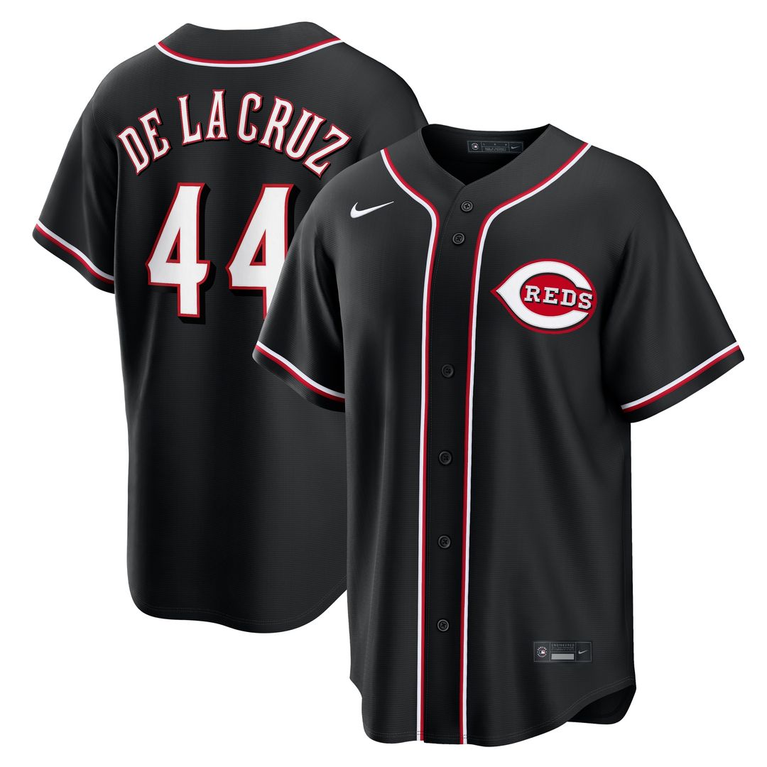 Elly De La Cruz Cincinnati Reds Nike Fashion Replica Black Out Jersey Official MLB Team Apparel Baseball Fan Gear