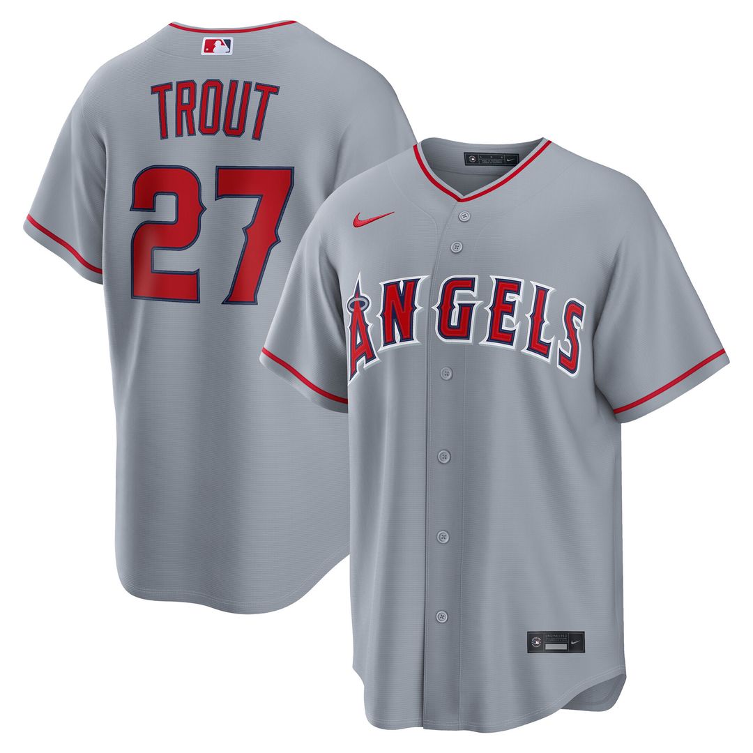 Mike Trout Los Angeles Angels Nike Road Replica Jersey - Gray Official MLB Team Apparel Baseball Fan Gear