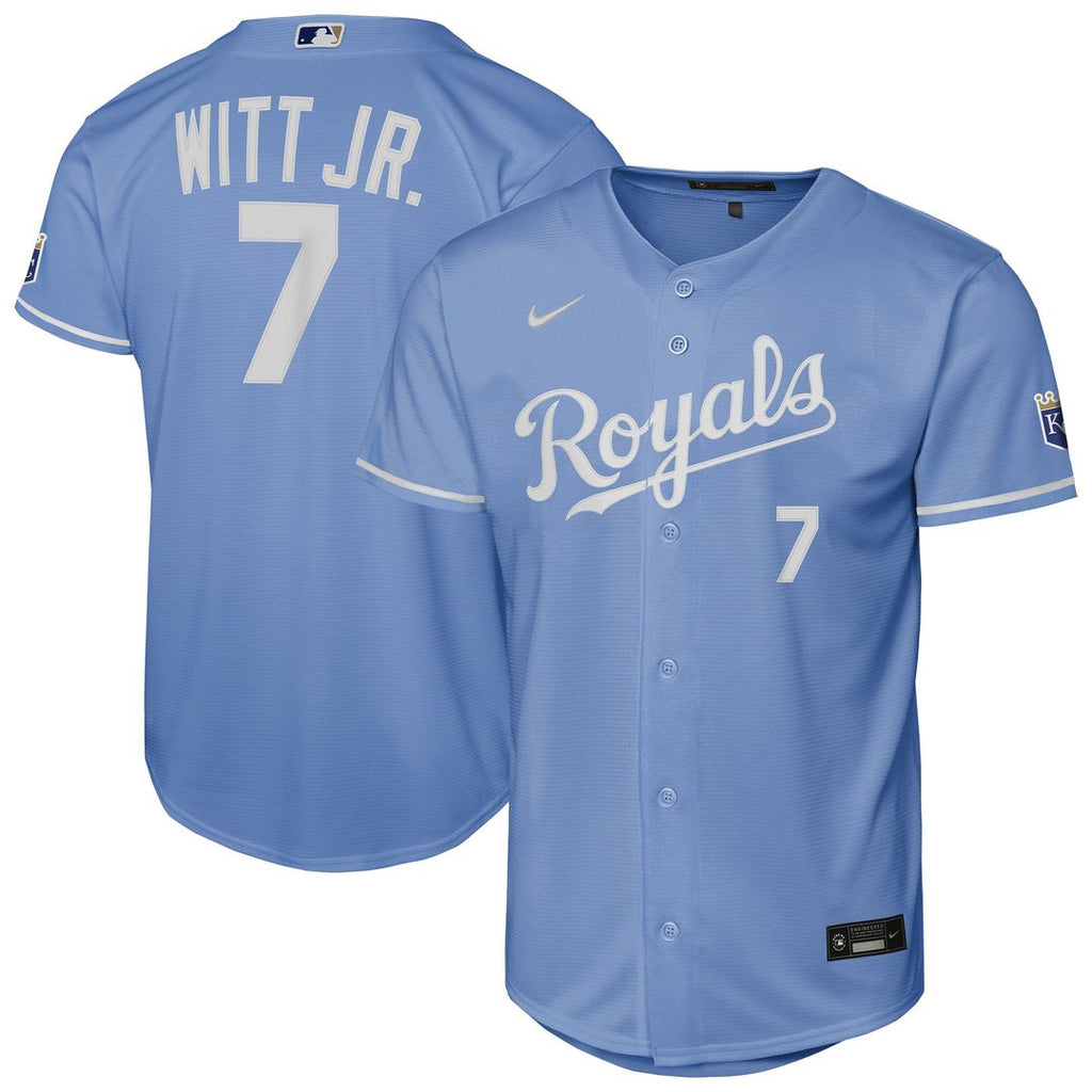 Bobby Witt Jr. Kansas City Royals Nike Youth Alternate Stadium Jersey - Light Blue Official MLB Team Apparel Baseball Fan Gear