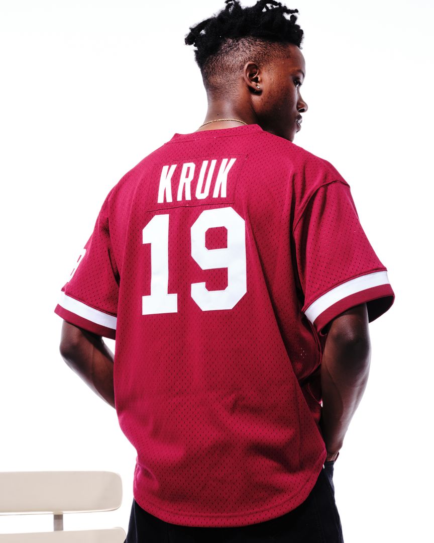 John Kruk Philadelphia Phillies Mitchell & Ness Big & Tall Cooperstown Collection Mesh Batting Practice Jersey - Burgundy Official MLB Team Apparel Ba