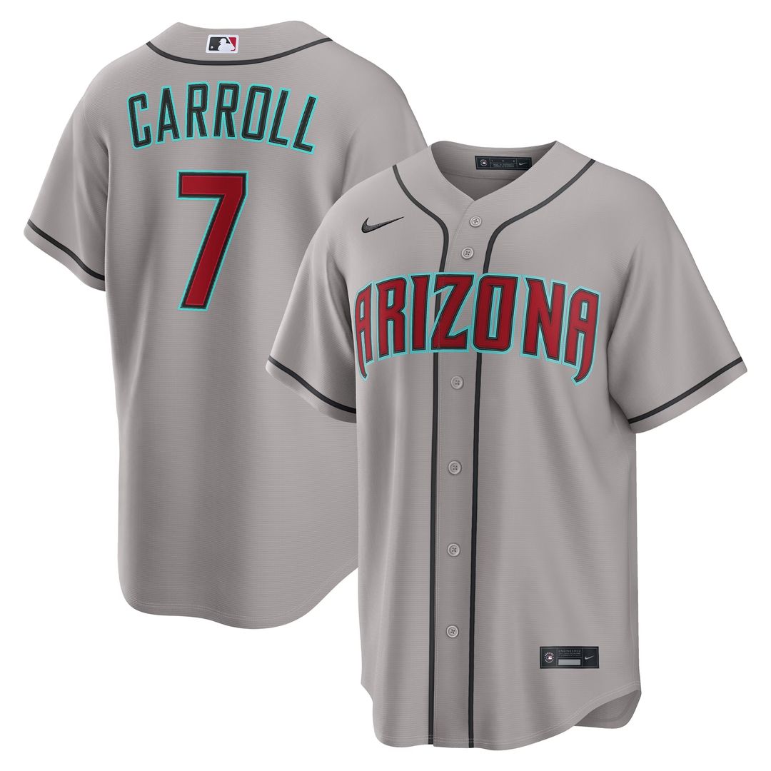 Corbin Carroll Arizona Diamondbacks Nike Road Replica Jersey - Gray Official MLB Team Apparel Baseball Fan Gear