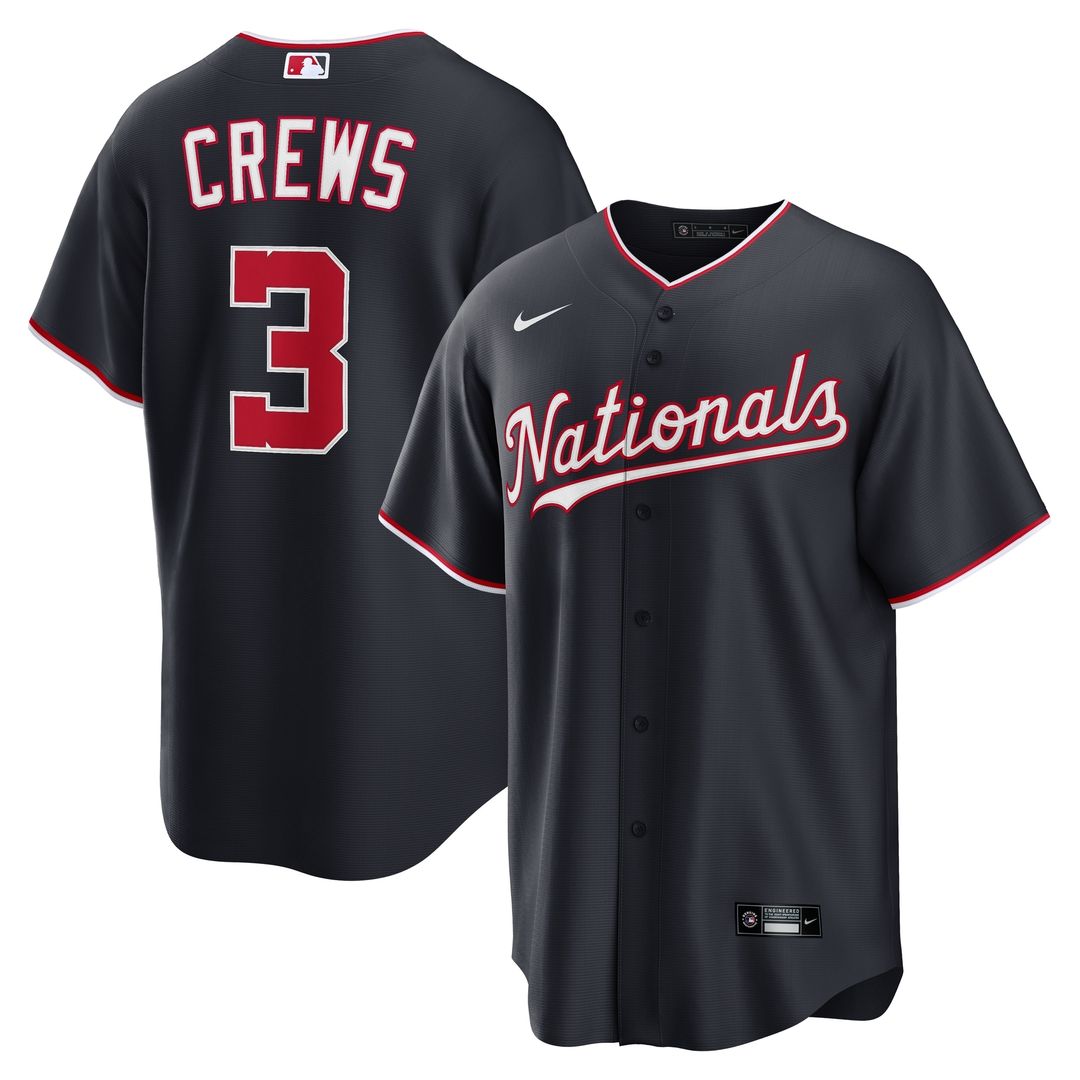 Dylan Crews Washington Nationals Nike Alternate Replica Jersey - Navy Official MLB Team Apparel Baseball Fan Gear
