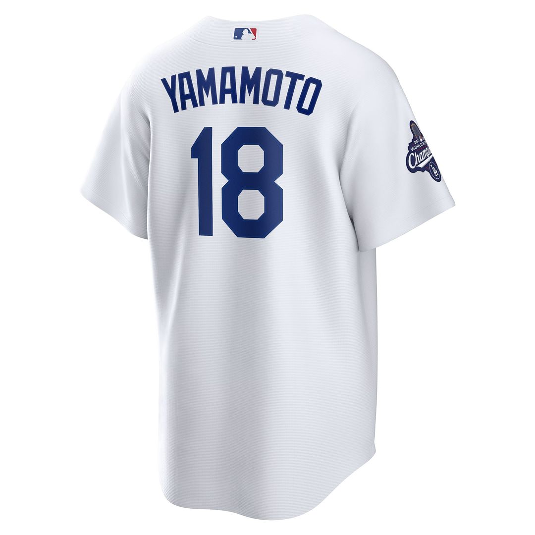 Yoshinobu Yamamoto Los Angeles Dodgers Nike 2025 World Series Champions Home Replica Jersey - White Official MLB Team Apparel Baseball Fan Gear