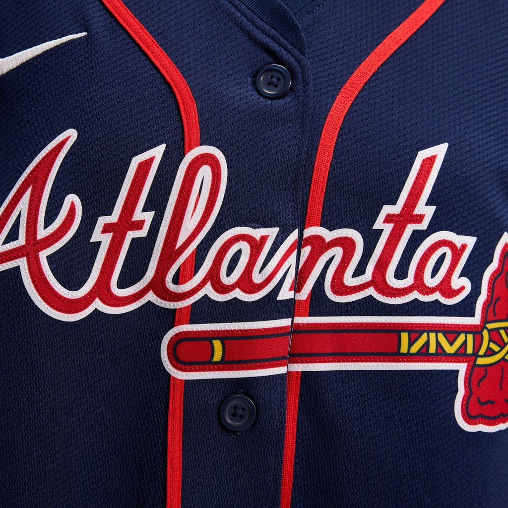 Ronald Acuña Jr. Atlanta Braves Nike Women's Alternate Limited Player Jersey – Navy Official MLB Team Apparel Baseball Fan Gear