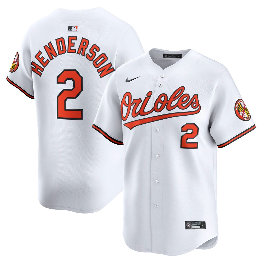Gunnar Henderson Baltimore Orioles Nike Home Limited Player Jersey - White Official MLB Team Apparel Baseball Fan Gear