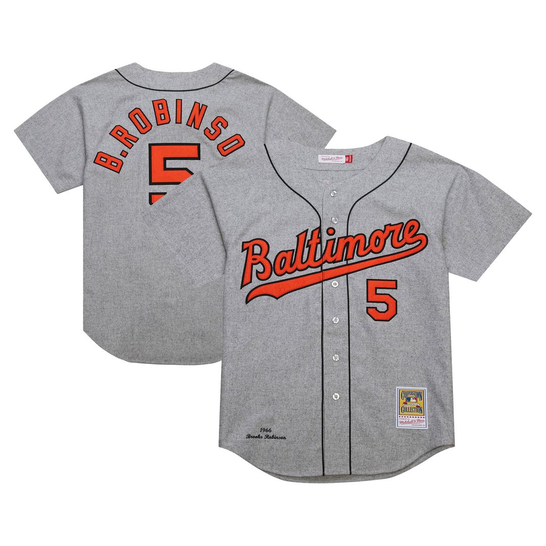 Brooks Robinson Baltimore Orioles Mitchell & Ness Cooperstown Collection 1966 Authentic Jersey - Gray Official MLB Team Apparel Baseball Fan Gear
