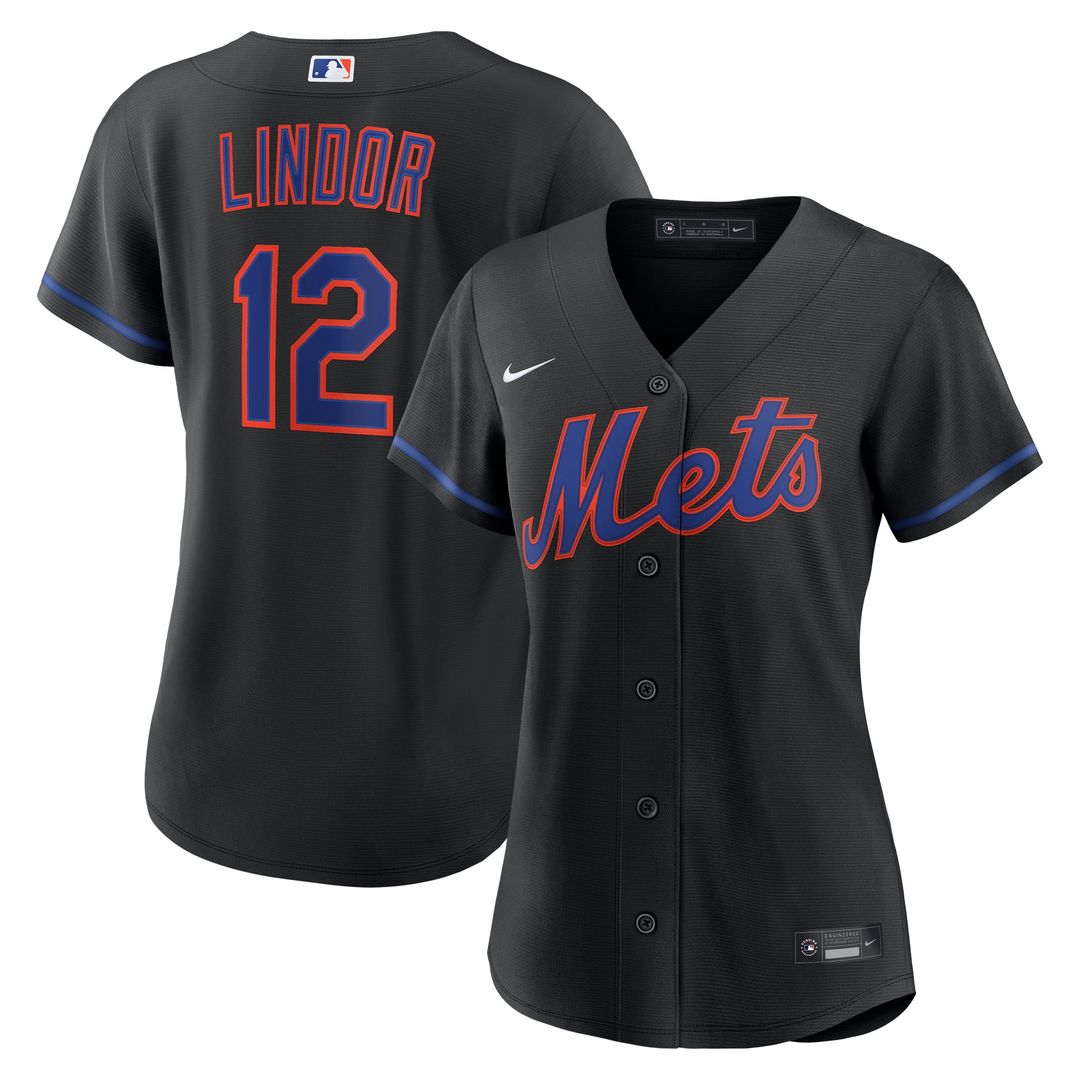 Francisco Lindor New York Mets Nike Women's Alternate Replica Jersey - Black Official MLB Team Apparel Baseball Fan Gear