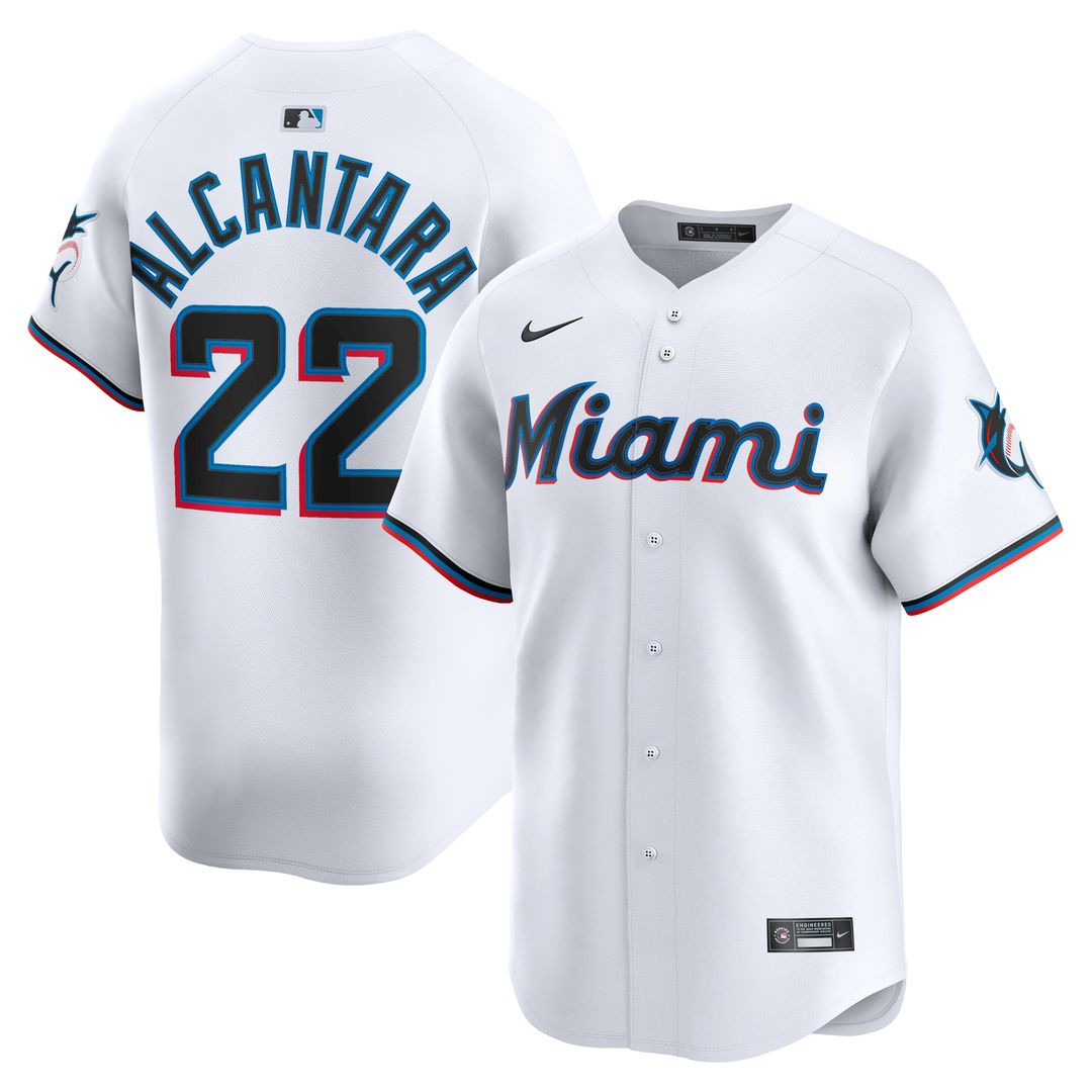 Sandy Alcantara Miami Marlins Nike Home Limited Player Jersey - White Official MLB Team Apparel Baseball Fan Gear