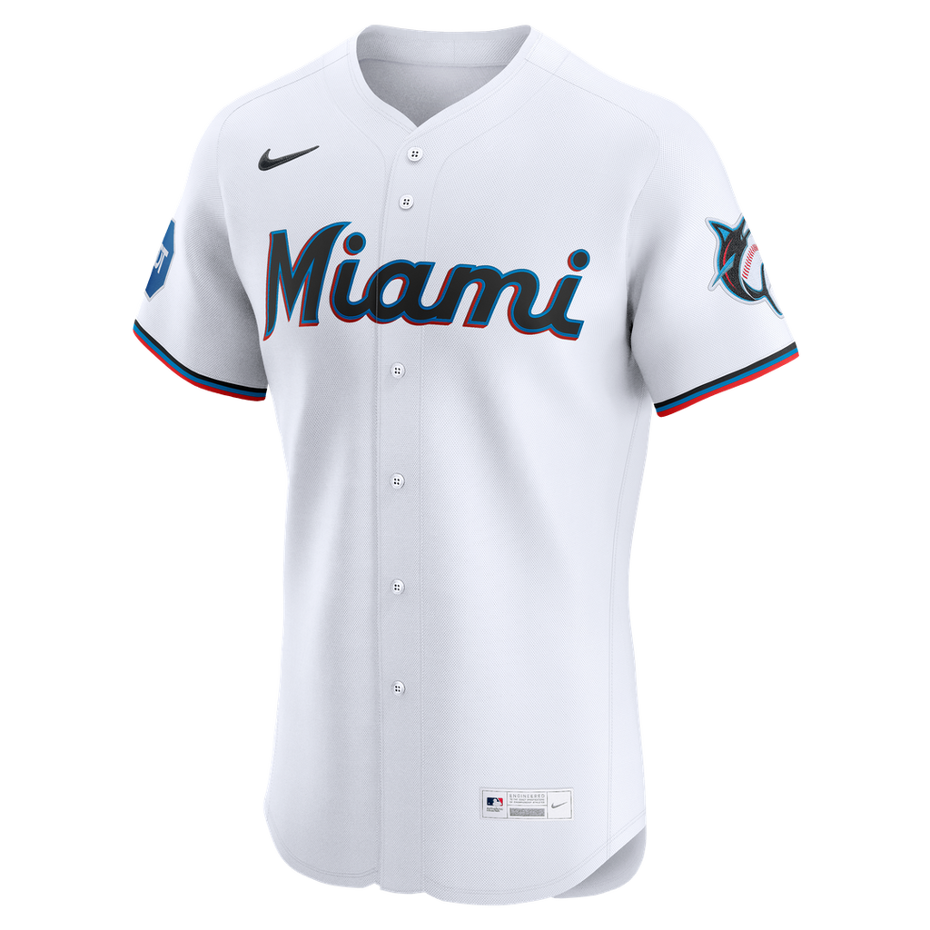 Miami Marlins Nike Home Elite Jersey - White Official MLB Team Apparel Baseball Fan Gear