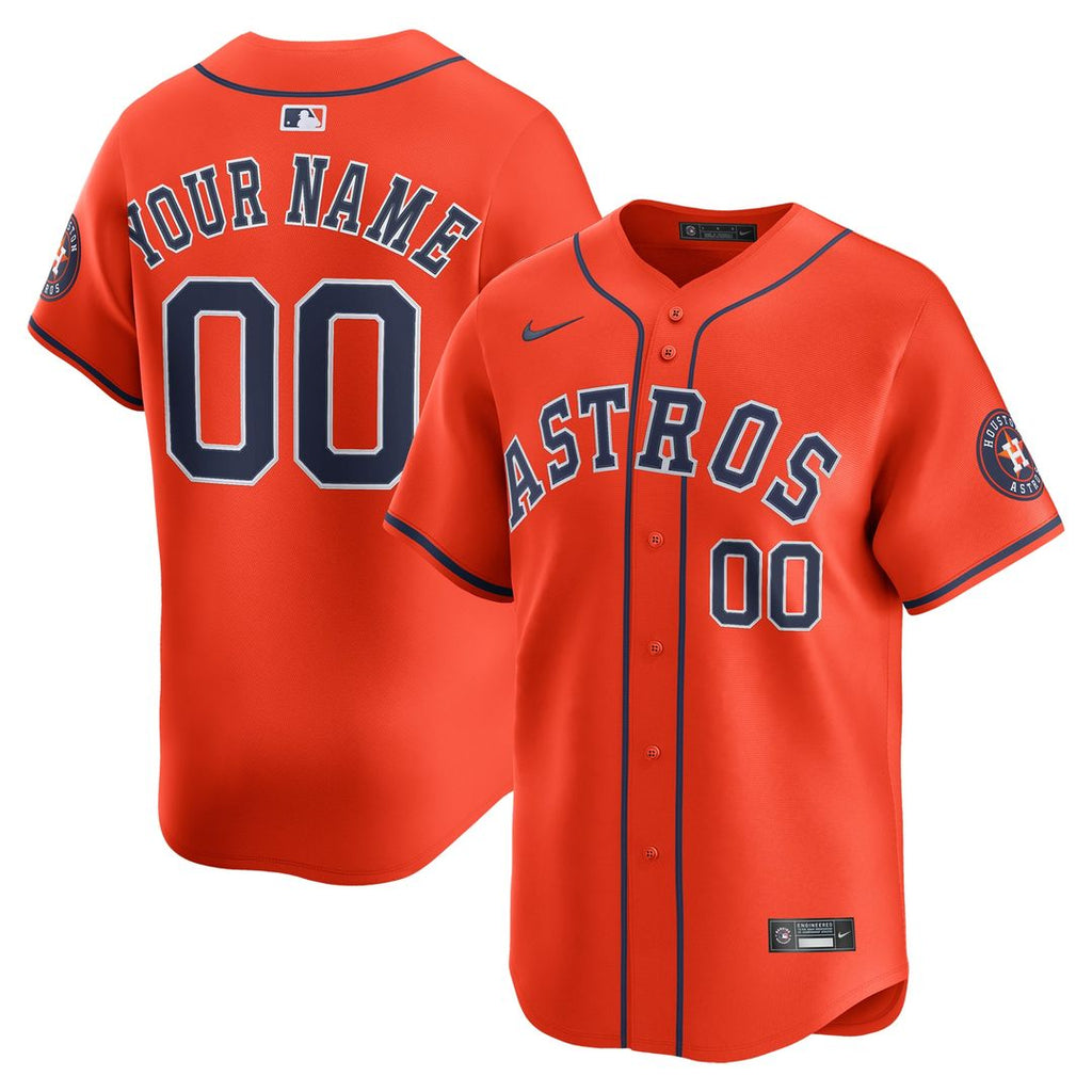 Houston Astros Nike Alternate Limited Custom Jersey - Orange Official MLB Team Apparel Baseball Fan Gear