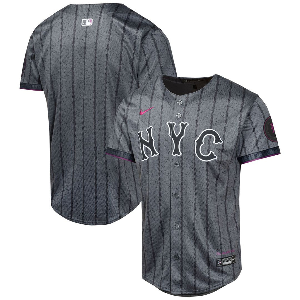 New York Mets Nike Youth 2024 City Connect Limited Jersey - Graphite Official MLB Team Apparel Baseball Fan Gear