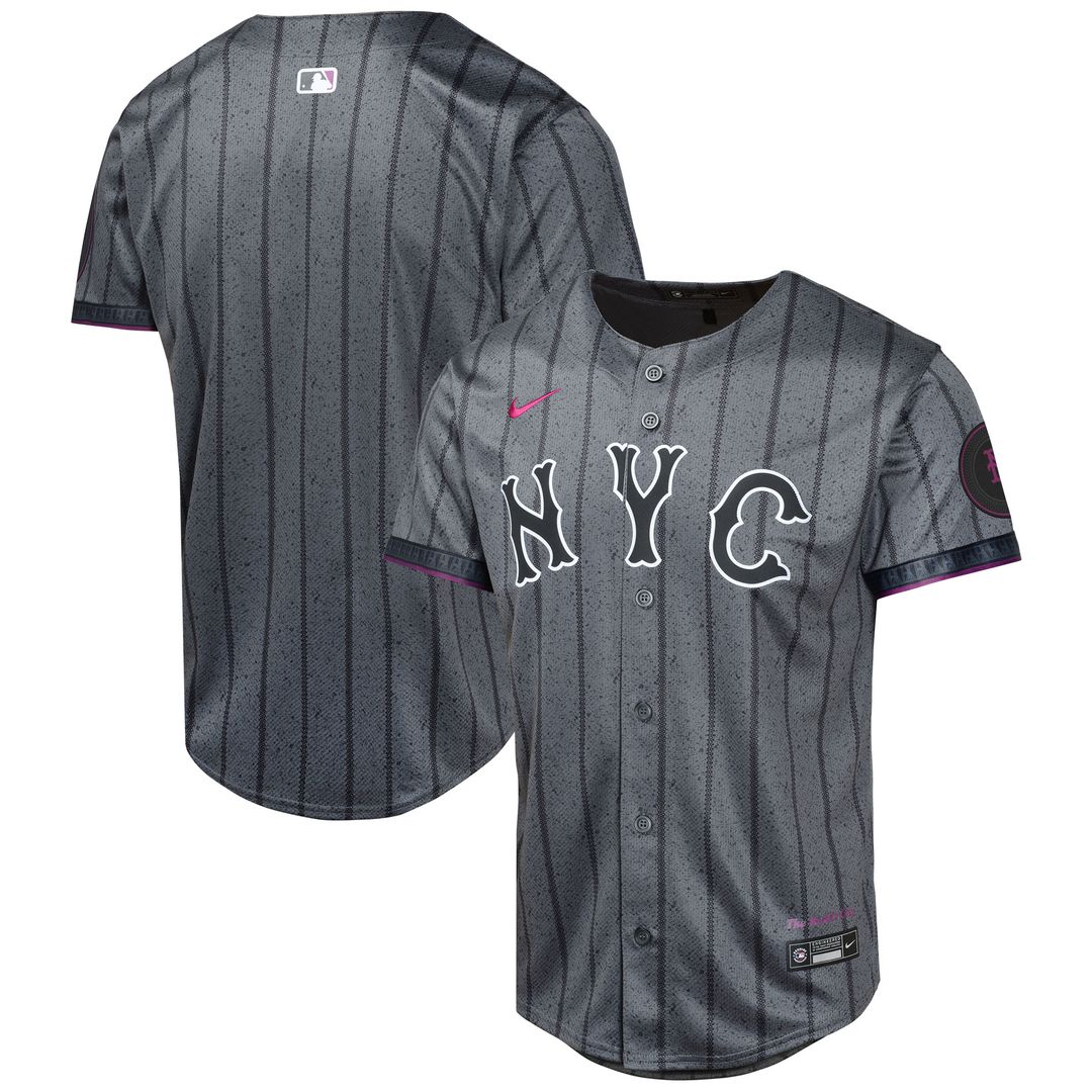 New York Mets Nike Youth 2024 City Connect Limited Jersey - Graphite Official MLB Team Apparel Baseball Fan Gear