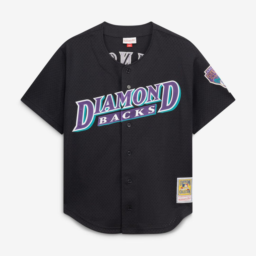 Randy Johnson Arizona Diamondbacks Mitchell & Ness Cooperstown Collection Mesh Batting Practice Button-Up Jersey - Black Official MLB Team Apparel Bas