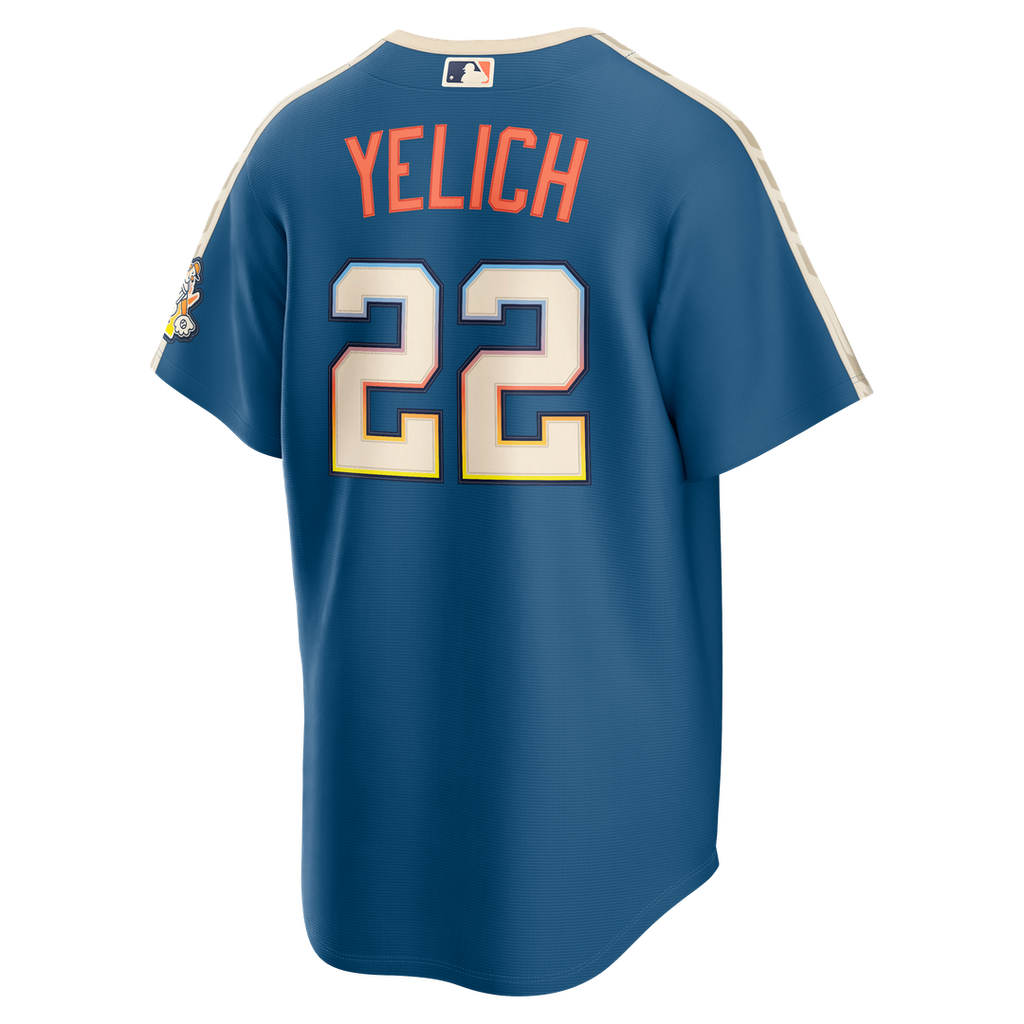 Christian Yelich Milwaukee Brewers Nike 2026 City Connect Stadium Jersey - Mineral Blue Official MLB Team Apparel Baseball Fan Gear