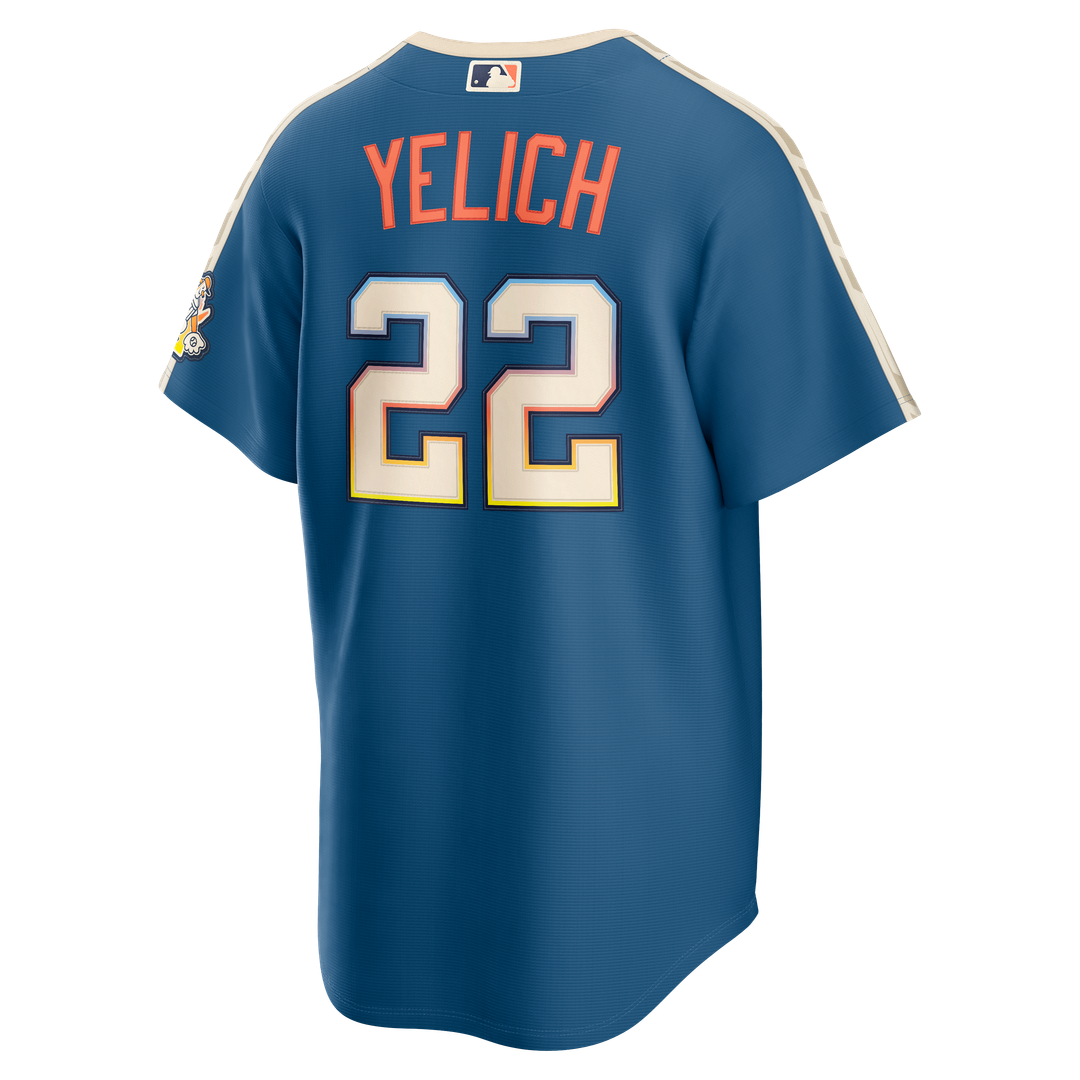 Christian Yelich Milwaukee Brewers Nike 2026 City Connect Stadium Jersey - Mineral Blue Official MLB Team Apparel Baseball Fan Gear
