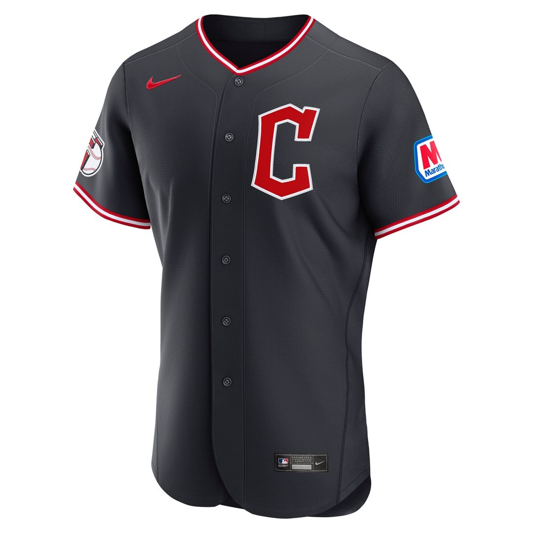 Cleveland Guardians Nike Alternate Authentic Sponsor Patch Jersey - Navy Official MLB Team Apparel Baseball Fan Gear
