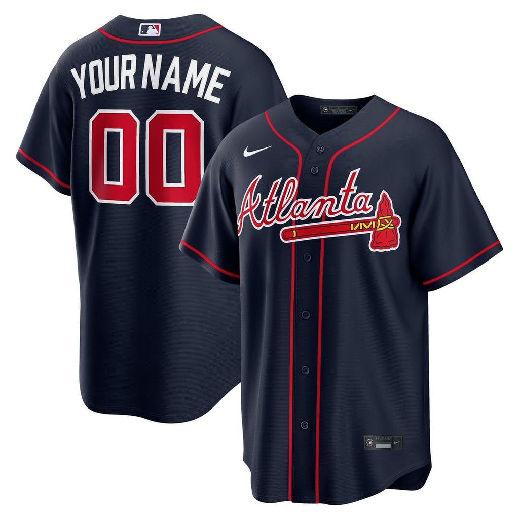 Atlanta Braves Nike Alternate Replica Custom Jersey - Navy Official MLB Team Apparel Baseball Fan Gear