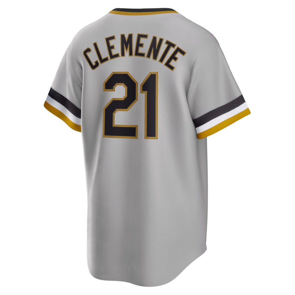 Roberto Clemente Pittsburgh Pirates Nike Road Cooperstown Collection Player Jersey - Gray Official MLB Team Apparel Baseball Fan Gear
