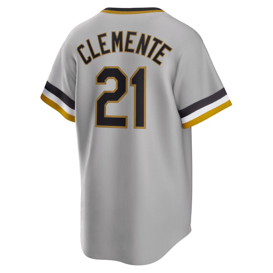 Roberto Clemente Pittsburgh Pirates Nike Road Cooperstown Collection Player Jersey - Gray Official MLB Team Apparel Baseball Fan Gear