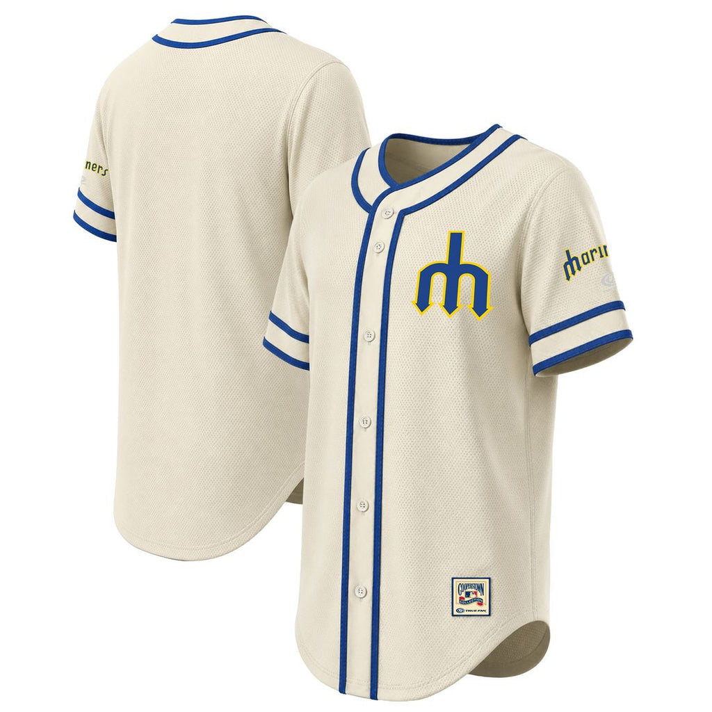 Seattle Mariners Stitches Throwback Fashion Jersey - Natural Official MLB Team Apparel Baseball Fan Gear