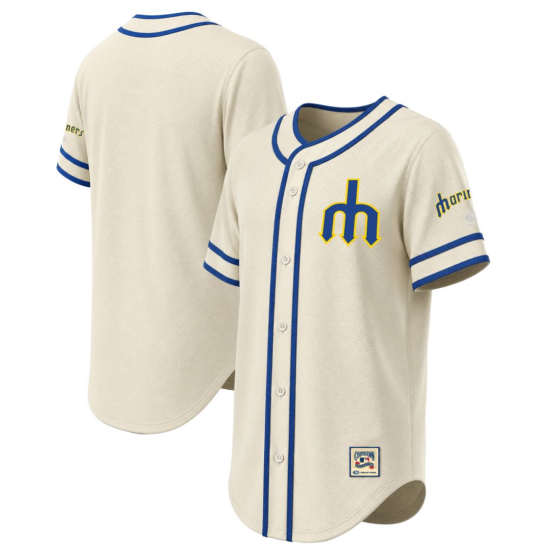 Seattle Mariners Stitches Throwback Fashion Jersey - Natural Official MLB Team Apparel Baseball Fan Gear