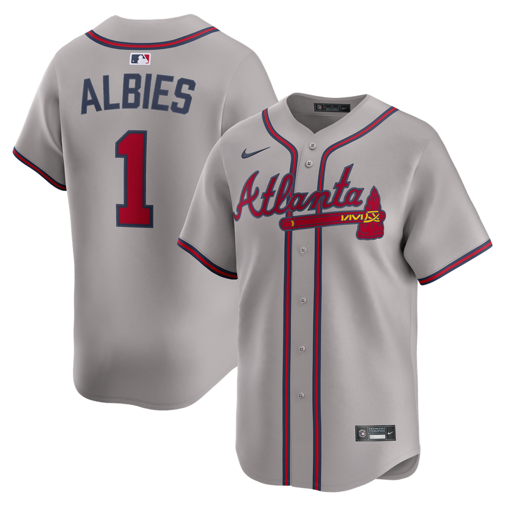 Ozzie Albies Atlanta Braves Nike Road Limited Player Jersey - Gray Official MLB Team Apparel Baseball Fan Gear