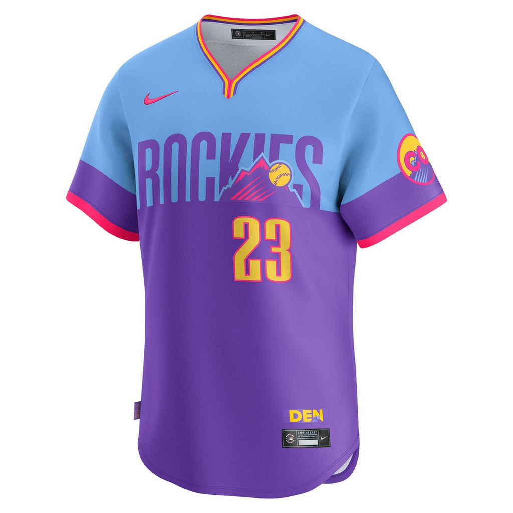 Kris Bryant Colorado Rockies Nike 2025 City Connect Limited Player Jersey - Purple/Light Blue Official MLB Team Apparel Baseball Fan Gear