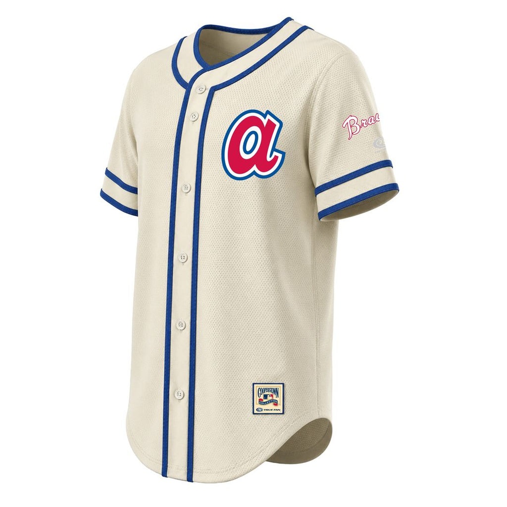 Atlanta Braves Stitches Throwback Fashion Jersey - Natural Official MLB Team Apparel Baseball Fan Gear