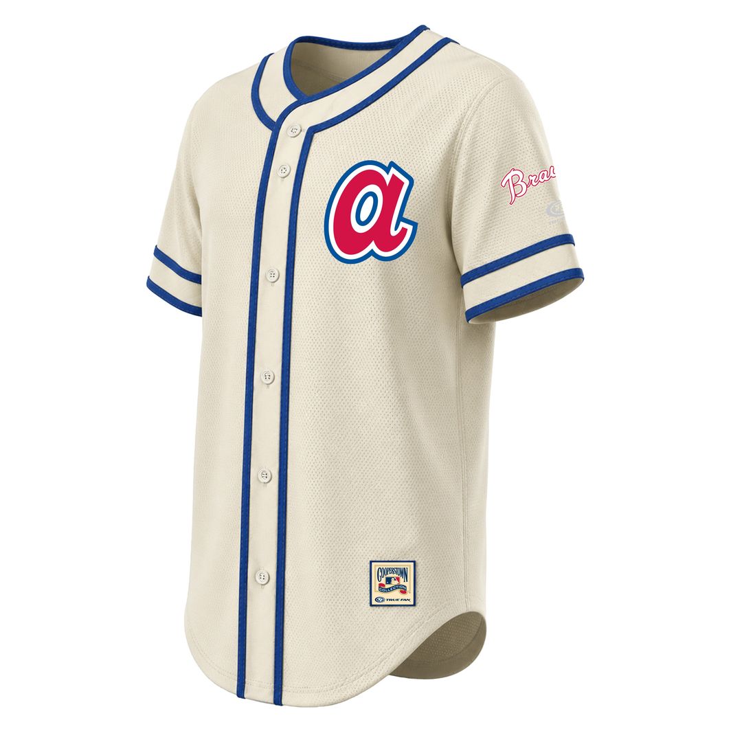 Atlanta Braves Stitches Throwback Fashion Jersey - Natural Official MLB Team Apparel Baseball Fan Gear