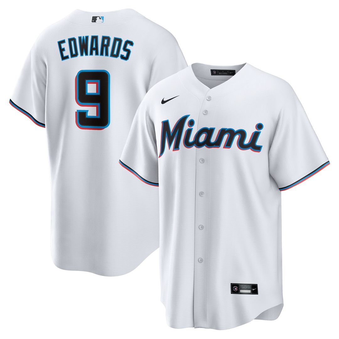 Xavier Edwards Miami Marlins Nike Home Replica Jersey - White Official MLB Team Apparel Baseball Fan Gear